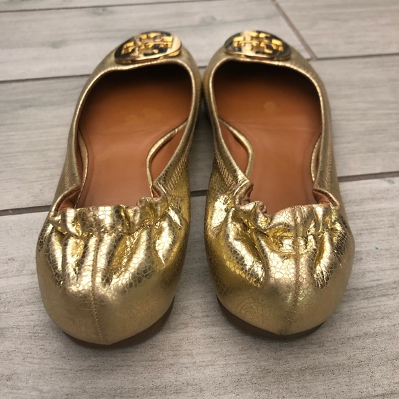 Tory Burch Reva Metallic Ballerina Flats🔥 - Picture 6 of 11